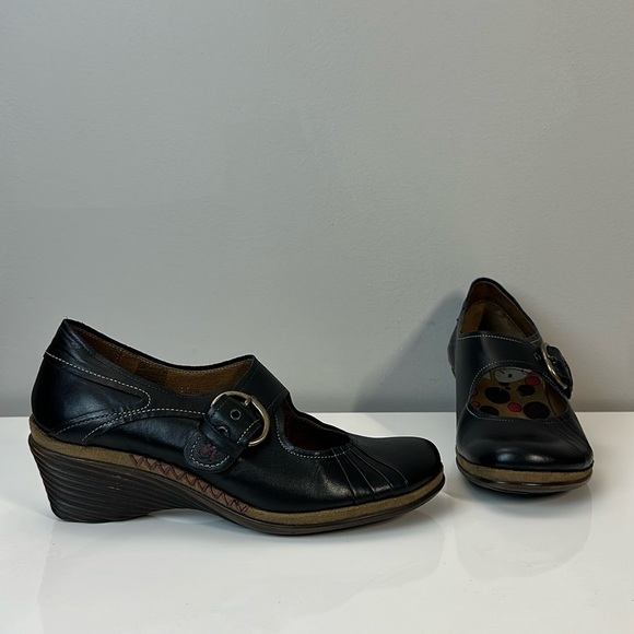 Romika Shoes - Romika Black Leather Mary Jane Wedge Heel Shoes Size 41(10-10.5)